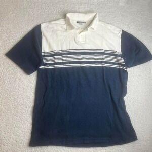 Y2K rusty mens white blue short sleeve‎ polo skater surfer towel material L